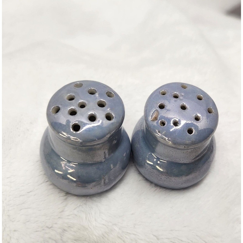Miniature Iridescent Blue, Japanese salt and pepper shakers